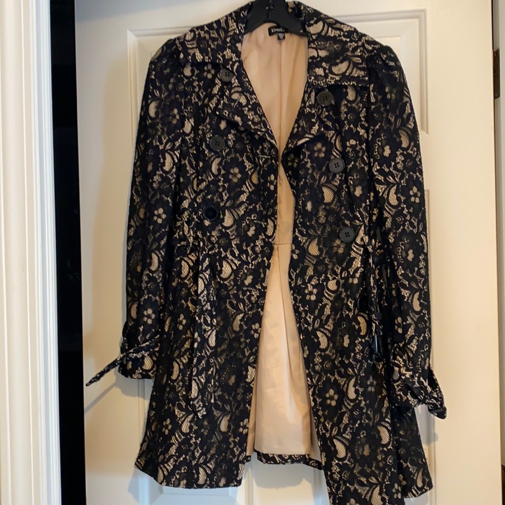 Bebe lace black trench coat XS excellent condition